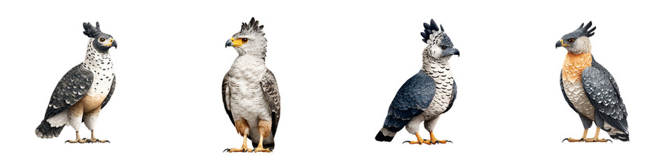 Fototapeta premium Harpy Eagle Poses Isolated, Exotic Bird, White Background