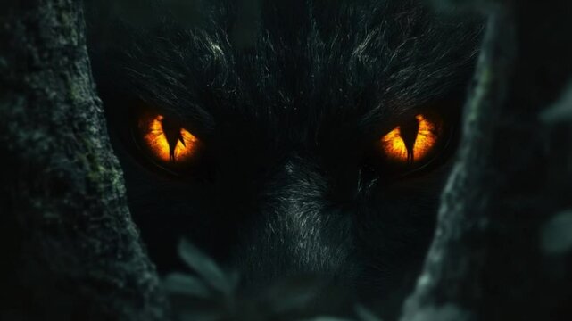 Shadowy beast lurks glowing eyes piercing through