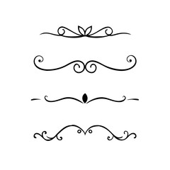 Decorative simple divider. Text dividers retro minimal line separators,  Vector isolated geometric wedding card heart separator elements set. Text dividers. . Hand drawn vector illustration. 
