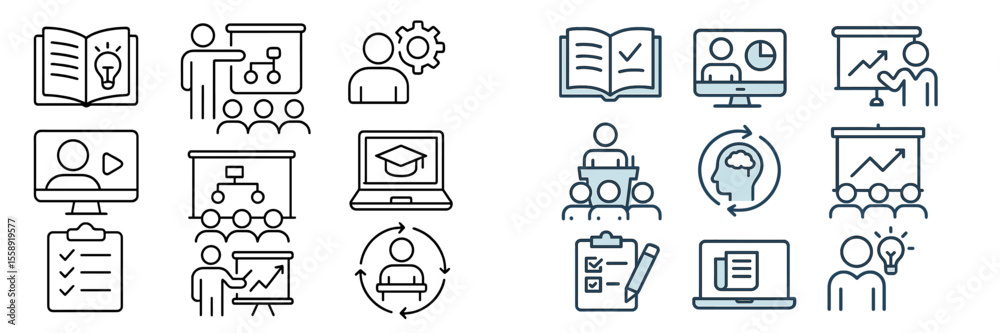 Poster Educational activities are depicted through various learning methods in a modern classroom setting