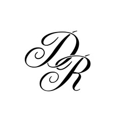 Elegant DR Monogram Logo in Black Script – Luxury Calligraphy Initial Design on White Background