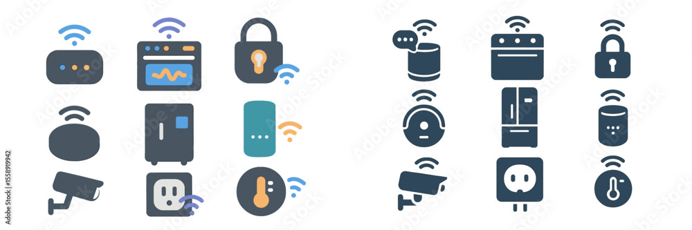 Poster various smart home devices showcasing connectivity and functionality in modern households