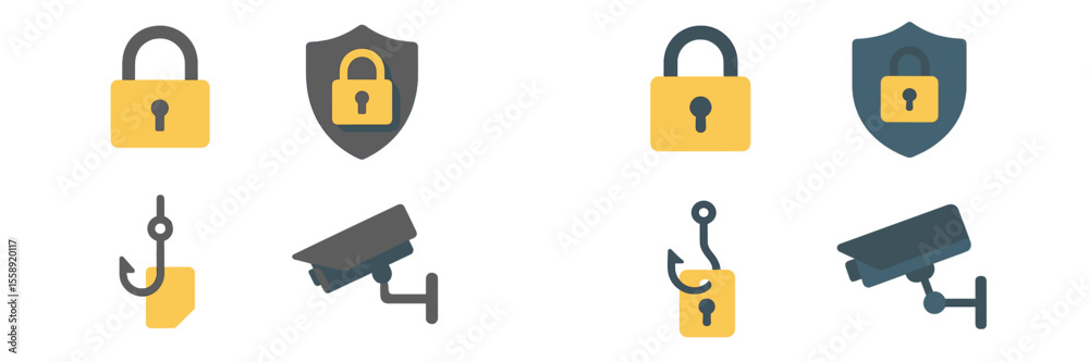 Poster icons representing security and surveillance systems in a modern digital environment