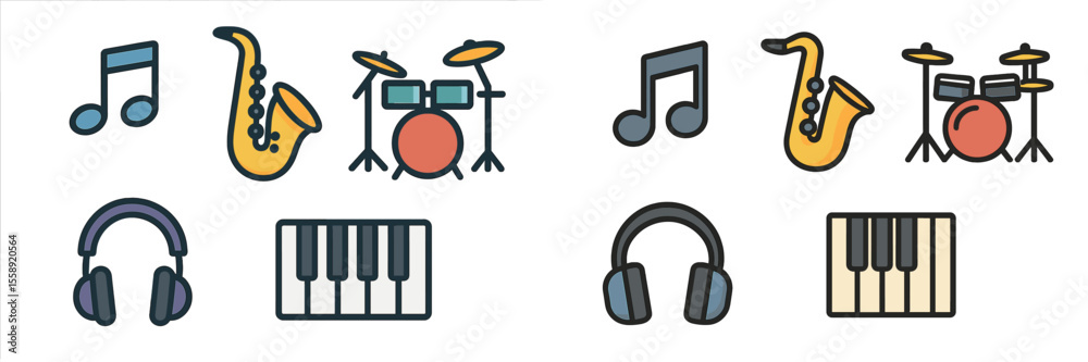 Poster Musical instruments and notes create a vibrant atmosphere in a lively band setting