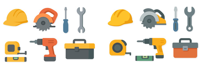 Fototapeta premium Tools and safety gear displayed on a workbench in a bright workshop setting in the afternoon