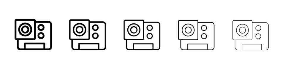 action camera icon vector thin outline style sign