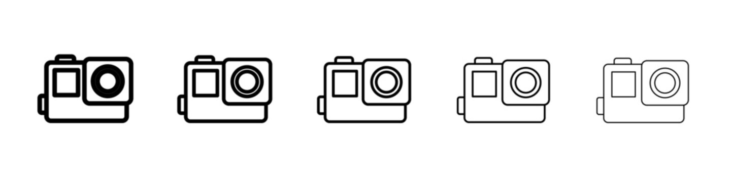 action camera icon vector thin outline style sign