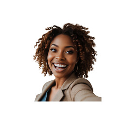 Joyful African American Woman Smiling, Selfie Portrait