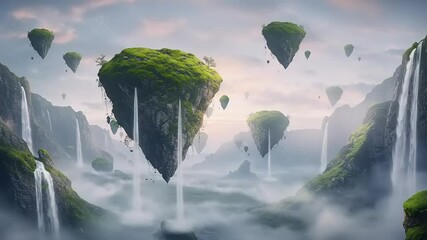 Floating Islands in a Misty Valley