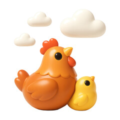 PNG Cute cartoon chicken and chick