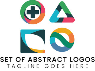 Colorful Abstract Logos Medical Geometric  Creative Designs