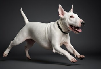 english bull terrier dog isolated on grey neutral studio background, adorable pet, lovely domestic doggy 6