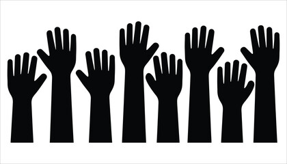 Black Raised Hands Silhouette Illustration