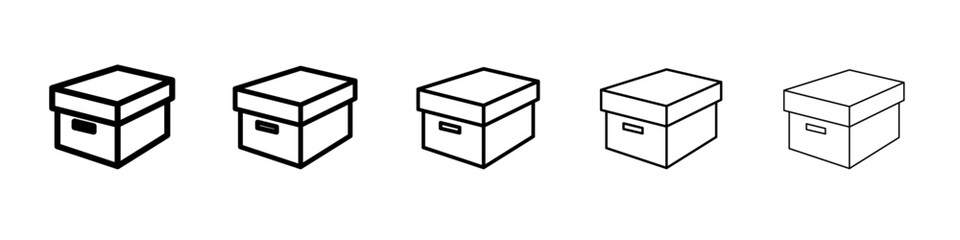 box icon vector thin outline style sign