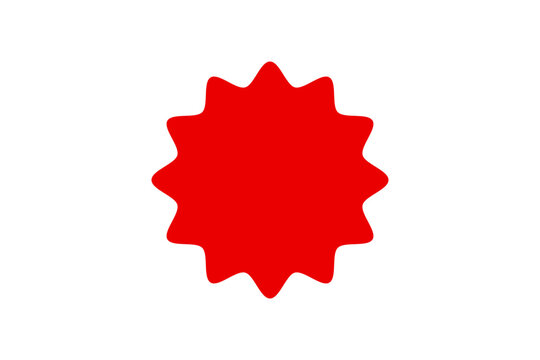 Vibrant red starburst shape with jagged edges isolated on transparent background