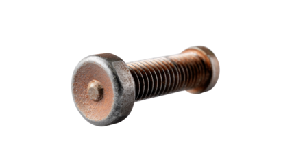 Rusty Bolt in Isolation: A close-up of a weathered and rusty bolt, showcasing its metallic texture and structural details against an isolated backdrop. 