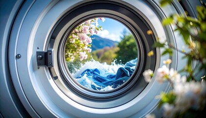 Washing Machine View Of Spring Landscape
