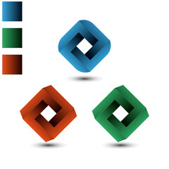 Modern Interlocking 3D Rhombus Logo Design