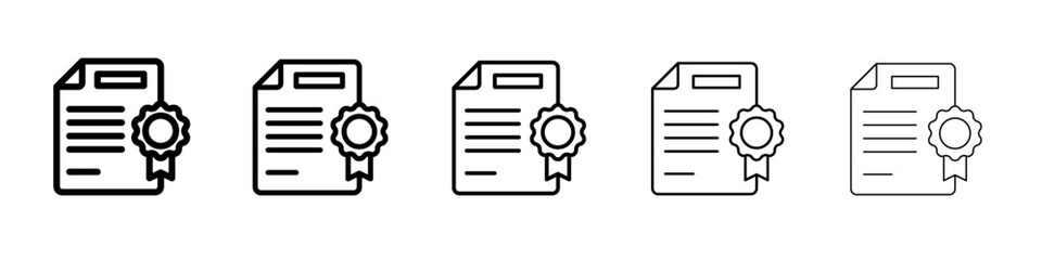 certificate icon vector thin outline style sign