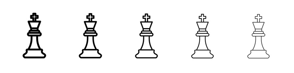 Chess king icon vector thin outline style sign