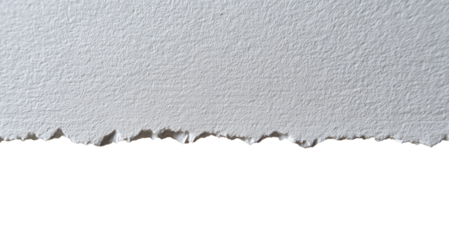 Torn Paper Texture: A close-up view showcasing a rugged, textured sheet of paper with a raw, uneven tear, ideal for adding a touch of authenticity and rawness to creative projects.