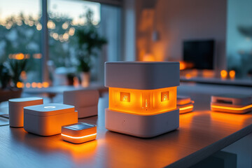 White light shining on table.