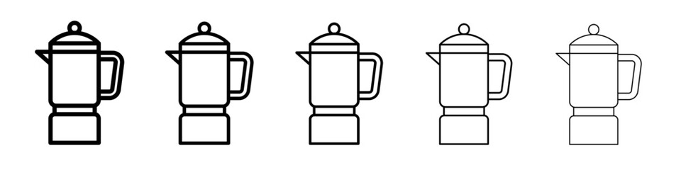 coffee press icon vector thin outline style sign