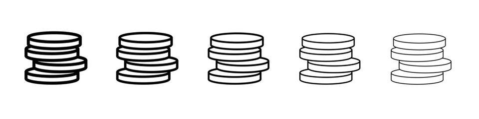 Coin stack icon vector thin outline style sign