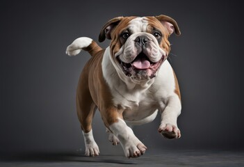 Fototapeta premium english bulldog isolated on grey studio background, adorable dog, domestic puppy, lovely doggy 17