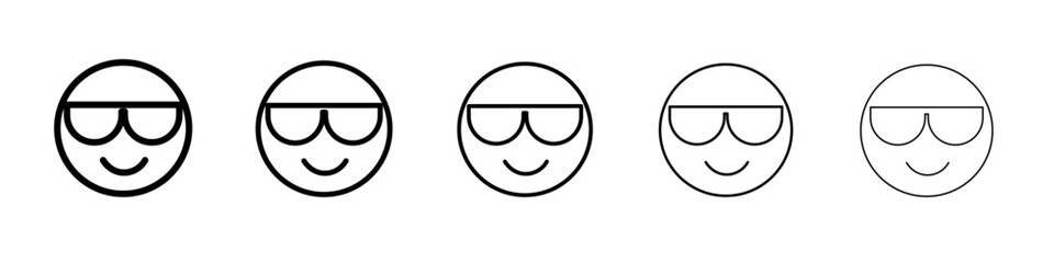 cool emoji icon vector thin outline style sign