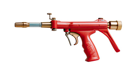 Fiery Industrial Tool: A close-up view of a bold red industrial tool, designed for precision and power, set against a neutral backdrop, highlighting its striking design.