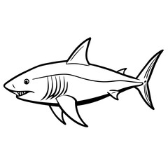 Naklejka premium Cartoon shark illustration with sleek lines and sharp features 