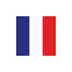 France national flag isolated on white. Official tricolor, three vertical stripes, simple flat design. Vector clipart or icon for French events and news illustration, travel or politics banner.