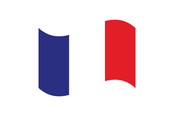 Wavy flag of France, isolated on a transparent background. French flag. Vector illustration