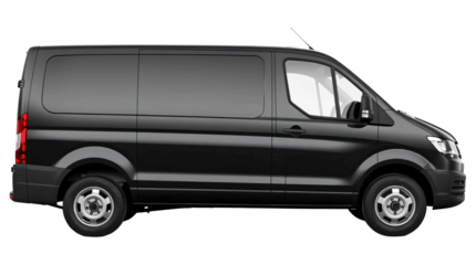 Black cargo van isolated on transparent background