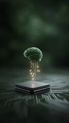 Artificial intelligence braincomputer interface microchip neural network technology green futuristic innovation digital science