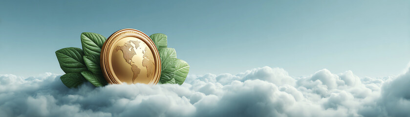 Eco gold award planet leaf cloud sky environment sustainability nature green earth atmosphere clean peaceful global ecology conservation