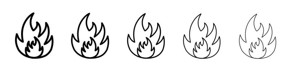 fire icon vector thin outline style sign