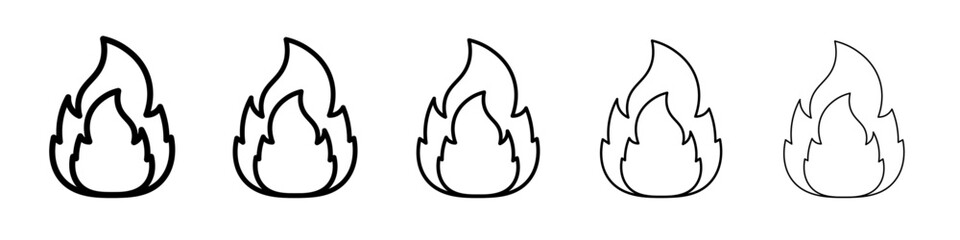 flame icon vector thin outline style sign