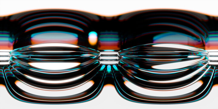 Abstract sci-fi HDRI environment with glowing curved surfaces and intense neon lighting in pink, green, and black. Ideal for digital art, 3D rendering, and virtual backgrounds