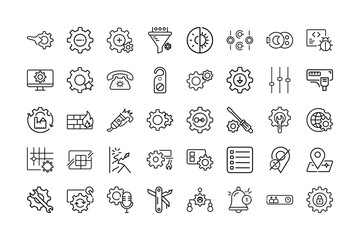 Set of thin line icons for settings and configurations