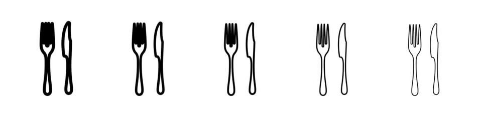 Fork and Knife Icon Single vector thin outline style sign