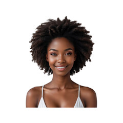 Portrait of a Smiling Young Black Woman with Curly Hair