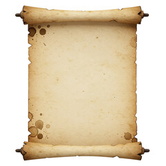 old manuscript parchment scroll for pirate or fantasy themes isolated on white background