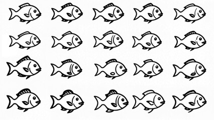 Fototapeta premium シンプル魚シルエットコレクション｜Simple Fish Silhouette Collection