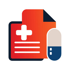 Obraz premium Medical File and Capsule Icon for Health Records