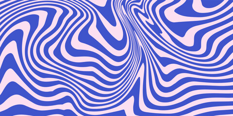 Abstract background pattern with colorful waves. Psychedelic groovy trippy y2k retro seamless pattern in blue and pink colors. Wavy and swirled brush strokes liquid background for packaging design