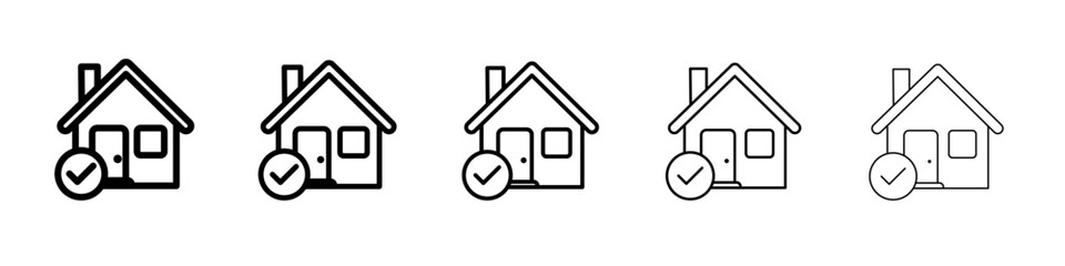 house insurance vector thin outline style sign