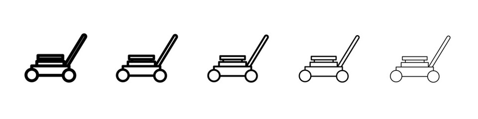 Lawn mower icon vector thin outline style sign