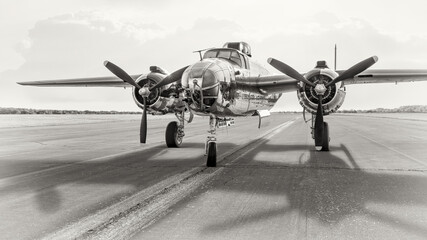 american bomber on a runway